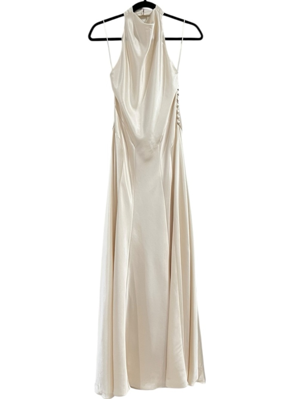 Reformation Roy Satin Dress – Elegant Ivory Halter Gown - Picture 4 of 11